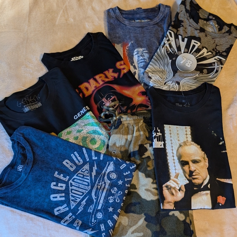 BIG BUNDLE MEN'S Medium Assorted 6 Pack Graphic T-Shirts + Pants The Godfather